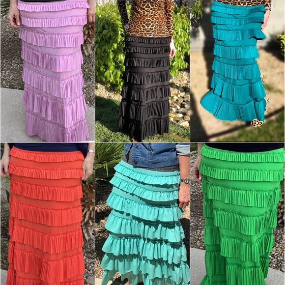 Shanna’s Threads long Rio Grande Ruffle Eleganza Modest Skirt New Size XS - Picture 2 of 2